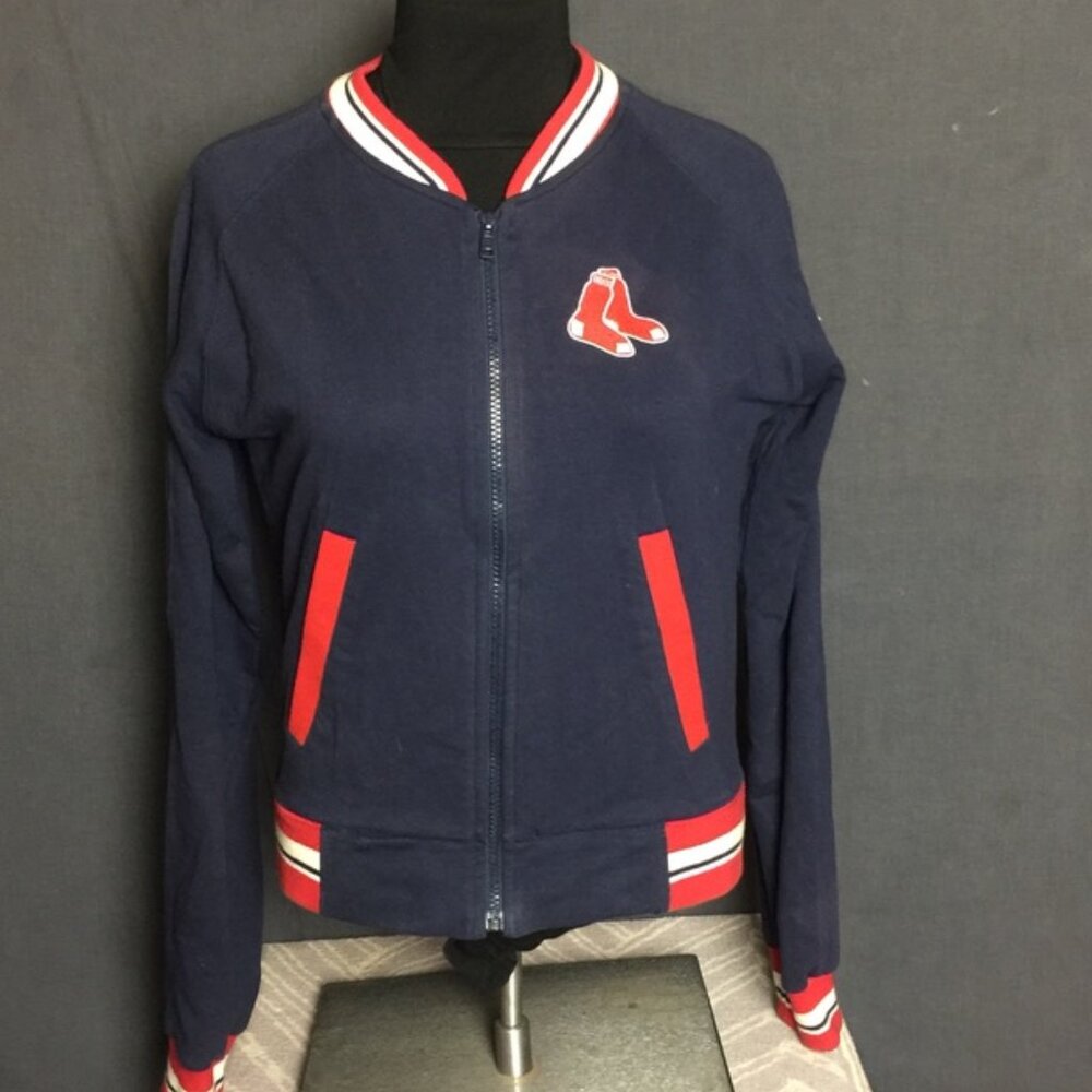 Red Sox Jacket Size L Women’s Blue, Red and White Sweatshirt Full Zip Jacket